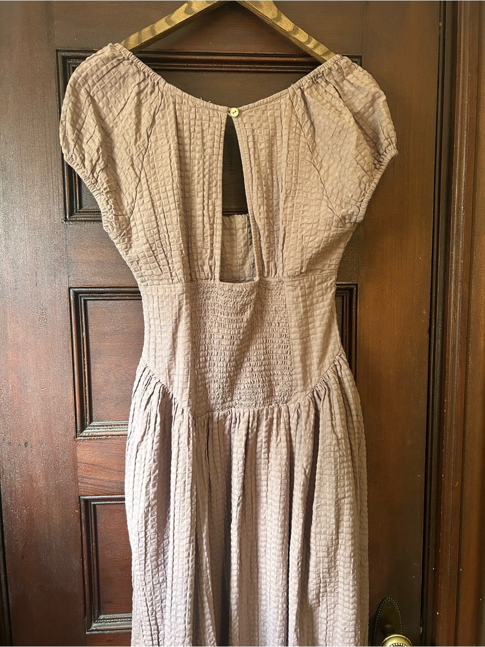 Free People Ciara Pucker Check Midi Dress Seersucker Drop Waist Boho Cottagecore - Picture 7 of 9